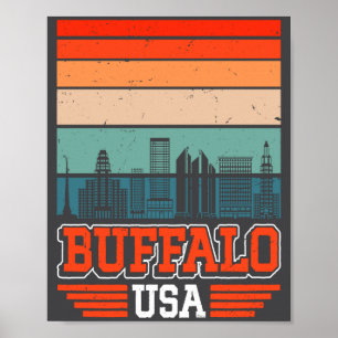 Affiche Buffalo New York États-Unis Rétro Vintage Coucher