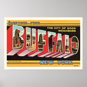 Affiche Buffalo New York - Rétro Salutation Imprimer