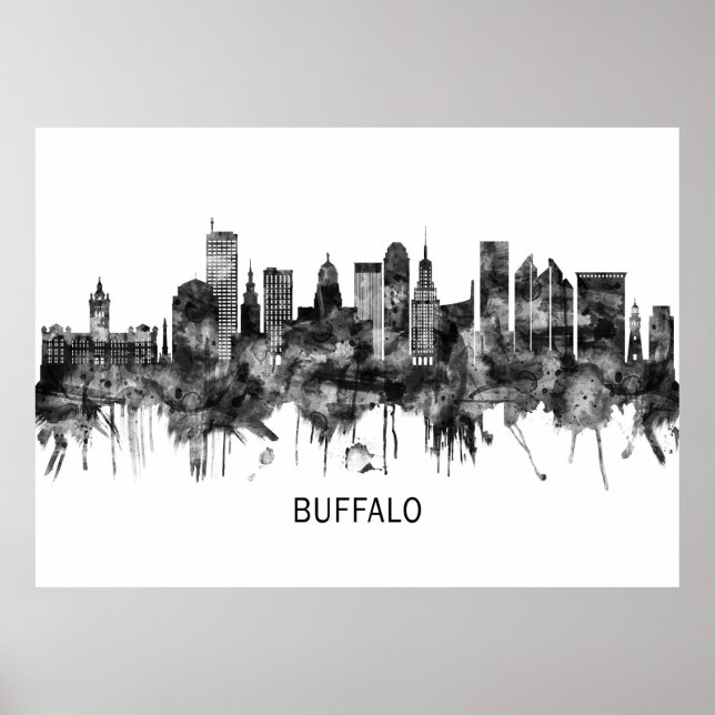 Affiche Buffalo New York Skyline BW (Devant)