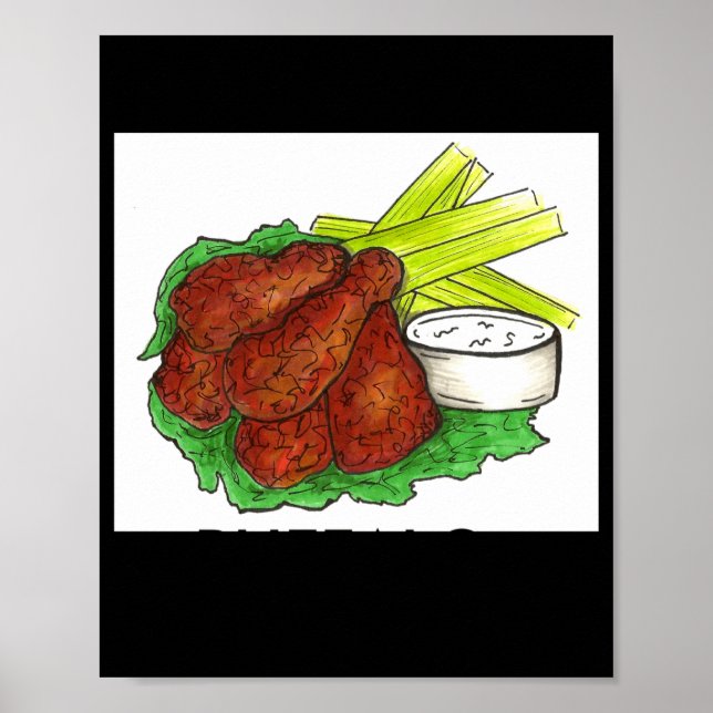 Affiche Buffalo Ny New York Hot Bbq Chicken Wings Celery _ (Devant)