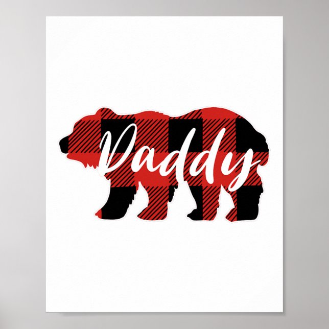 Affiche Buffalo Plaid Daddy Bear Fêtes des pères Cadeaux (Devant)