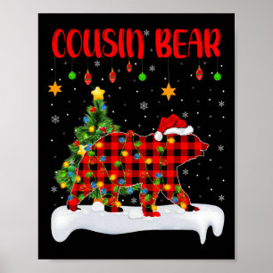 Affiche Buffalo Plaid Family Matching Cousin Bear Christma
