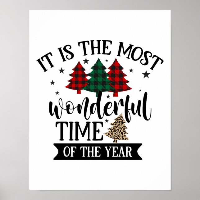 Affiche Buffalo Plaid Leopard Arbre de Noël Motif (Devant)