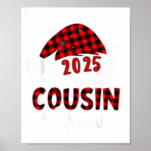 Affiche Buffalo Plaid Père Noël 2025 Cousin Crew Christmas