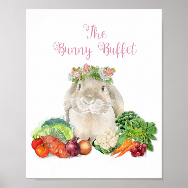 Affiche Buffet de lapin Décor de l'affiche de fête de Pâqu (Devant)