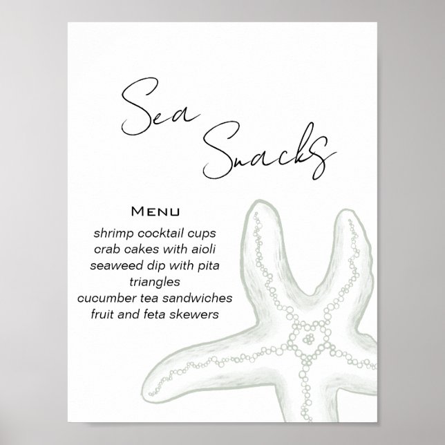 Affiche Buffet de Nourriture pour Baby Shower "À la Mer à  (Devant)