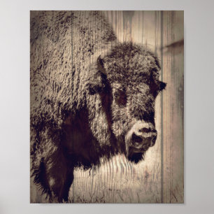 Affiche Buffle de bois rustique Photo Wild Western
