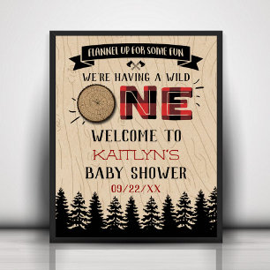 Affiche Buffle de forêt rustique Plaid Wild Un Baby shower