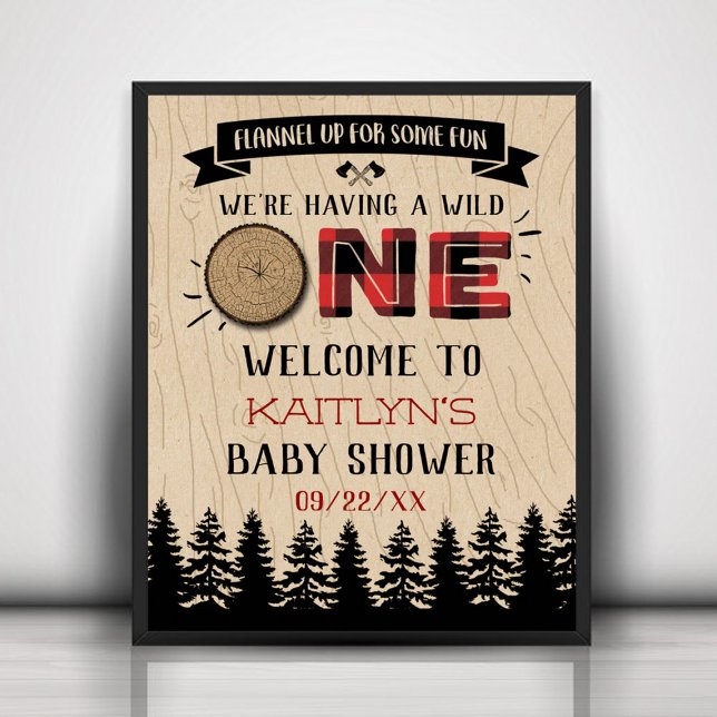 Affiche Buffle de forêt rustique Plaid Wild Un Baby shower (Créateur téléchargé)