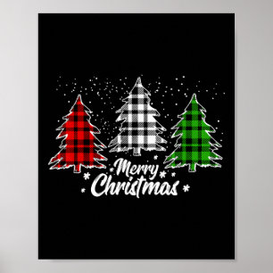 Affiche Buffle de Noël Plaid Rouge Blanc Vert Noël