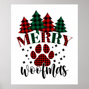 Affiche Buffle Rouge Vert Plait Arbre De Noël Et Paw