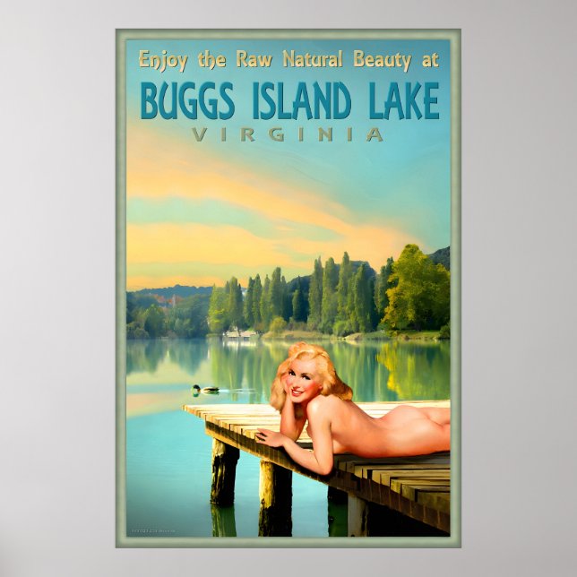 Affiche Buggs Island Lake Virginia Marilyn Monroe Épinglé (Devant)