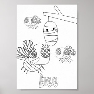 Affiche Bugs Abeilles Coloriage Mignon