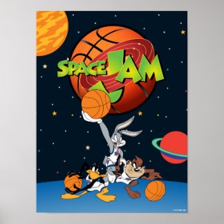 Affiche BUGS BUNNY™, DAFFY DUCK™, & TAZ™ SPACE JAM™ logo