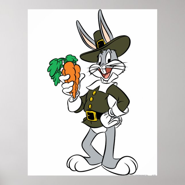 Affiche BUGS BUNNY™ Pèlerin de Thanksgiving (Devant)