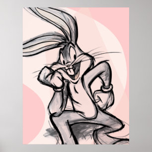 Affiche BUGS BUNNY™ Thinker rose pâle