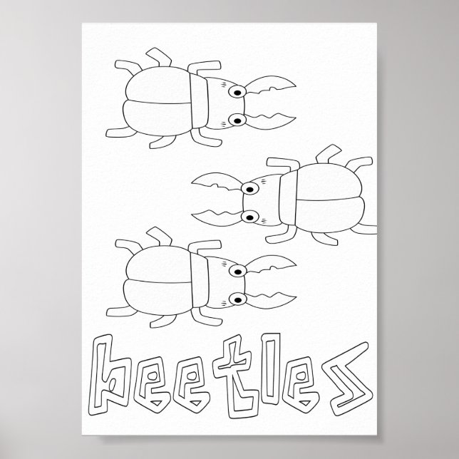 Affiche Bugs et Coléoptères de coloriage mignons (Devant)