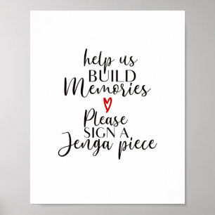 Affiche build memories sign a Jenga piece sign