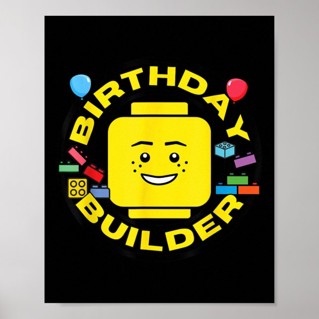 Affiche Building Bricks Birthday Builder Blocks Figure  (Devant)
