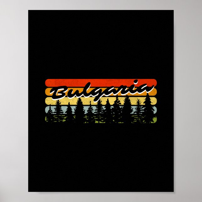 Affiche Bulgaria forêt coucher de soleil arbres chalet vac (Devant)