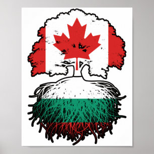 Affiche Bulgarie Drapeau canadien bulgare des racines d'ar