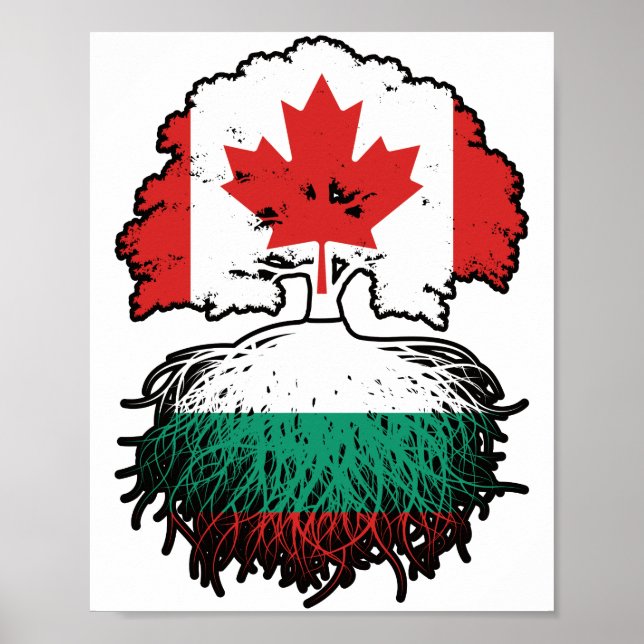 Affiche Bulgarie Drapeau canadien bulgare des racines d'ar (Devant)