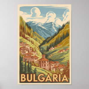 Affiche Bulgarie Illustration peinte Voyage Art Vintage