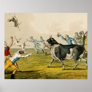 Affiche "Bull Baiting", pub. de Thomas McLean, 1820, (prin