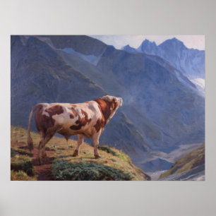 Affiche Bull dans les Alpes (par Eugène Burnand)