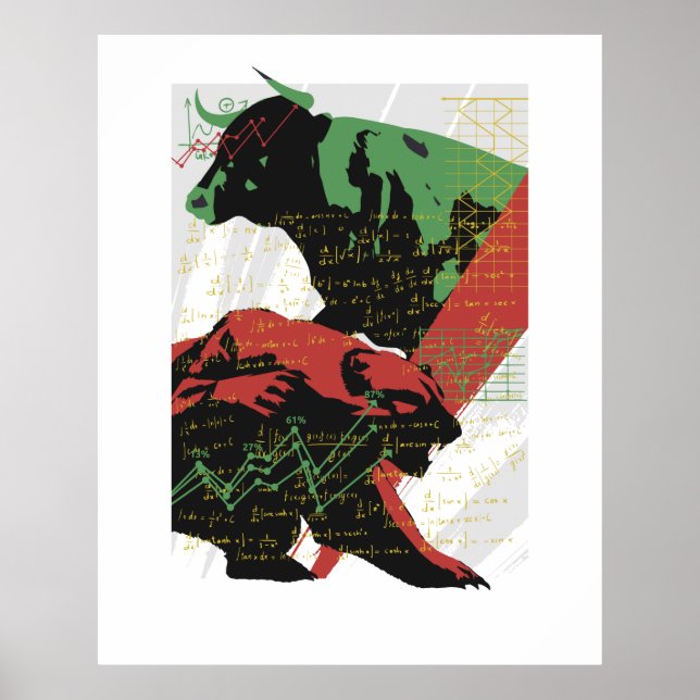 Affiche Bull Et Ours, Négociation, Trader Et Actions (Devant)