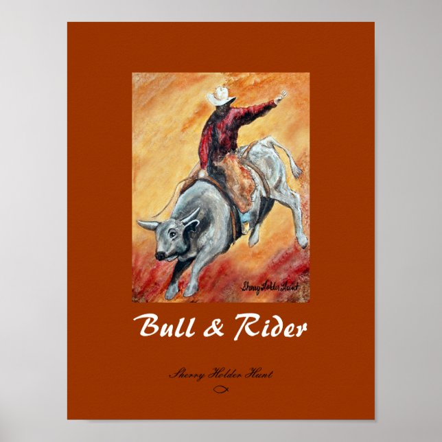 Affiche Bull et Rider Print - Customisé (Devant)