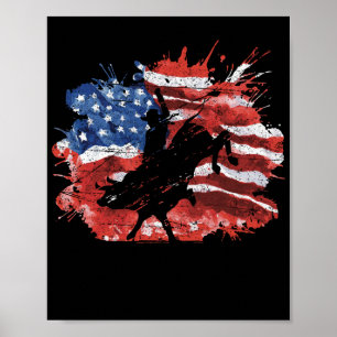 Affiche Bull Rider Patriotic American Flag for Cowboys