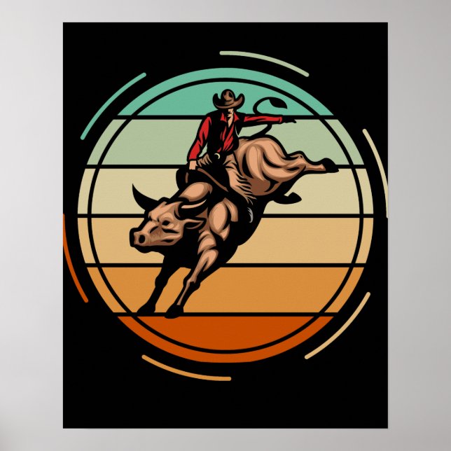 Affiche Bull Rider Rodeo Rider Cowboy Western Vintage (Devant)