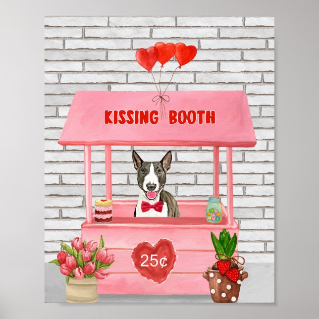 Affiche Bull Terrier Chien Valentine's Day Kissing Booth (Devant)