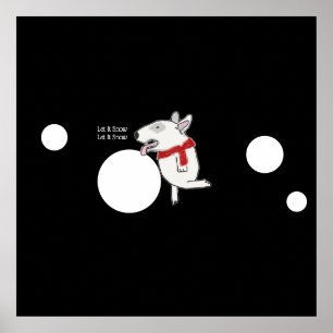 Affiche Bull Terrier Doodle profiter de la neige