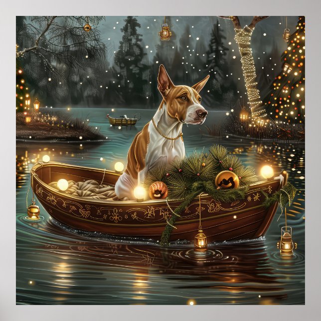 Affiche Bull Terrier Noël Festive Voyage (Devant)