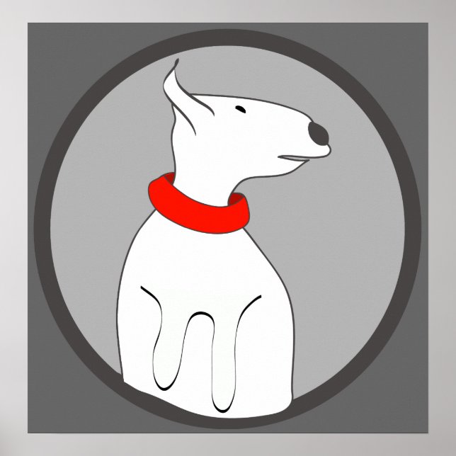 AFFICHE BULL TERRIER RED COLLAR PUPPY (Devant)