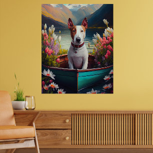 Affiche Bull Terrier sur une pagaie : une aventure Pittore