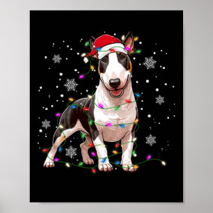 Affiche Bull Terrier Sweat de Noël Chien Xmas Lumières Tre