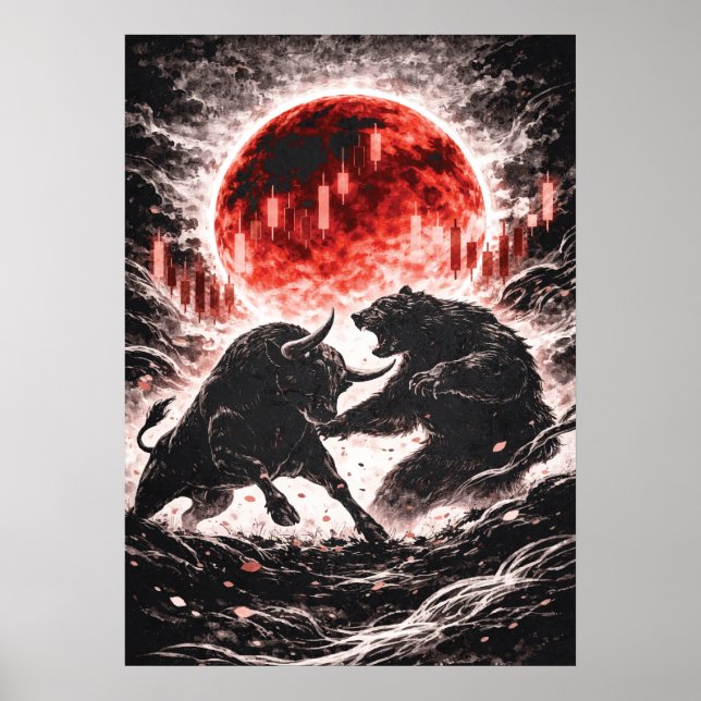 Affiche Bull vs Bear Market in Red Moon Forest - Japanese  (Devant)