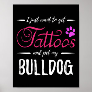 Affiche Bulldog Amoureux des chiens Tattoo Funny Chien Mam