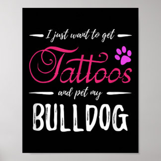Affiche Bulldog Amoureux des chiens Tattoo Funny Chien Mam