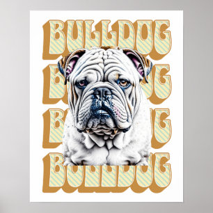 Affiche Bulldog anglais avec police rétro