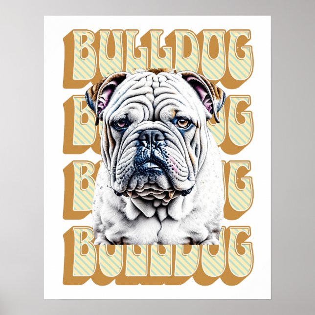 Affiche Bulldog anglais avec police rétro (Devant)