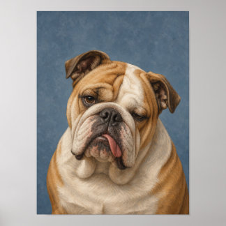 Affiche Bulldog anglais — Drôle endormi