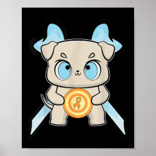 Affiche Bulldog Anime Chiot Sensibilisation à la leucémie 