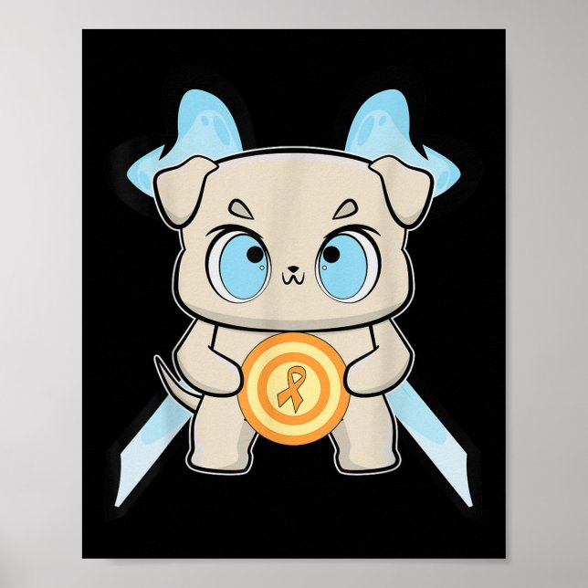 Affiche Bulldog Anime Chiot Sensibilisation à la leucémie  (Devant)
