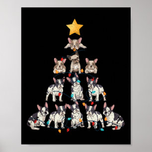 Affiche Bulldog Christmas Tree Frenchie Chien Xmas Pjs Paj