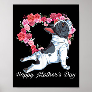 Affiche Bulldog Coeur de chien Floral Joyeux cadeaux de la
