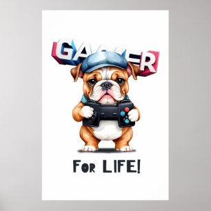 Affiche Bulldog Gamer Pour La Vie